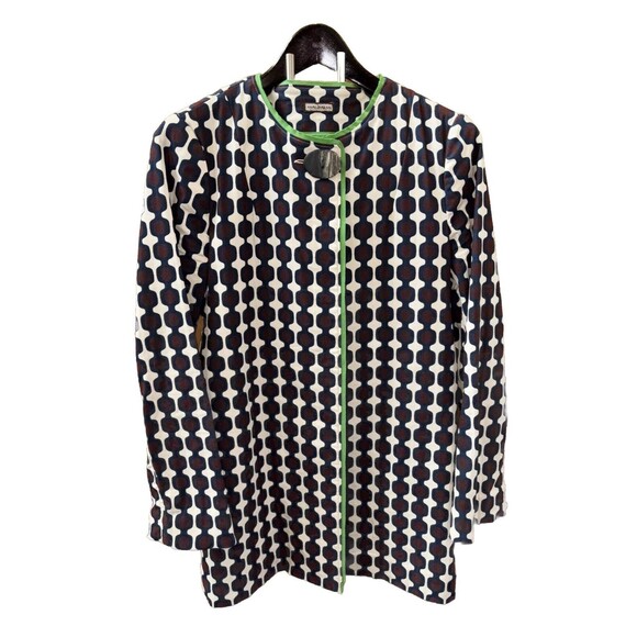 Maliparmi Gaia Women Macro Maze Cotton Jacket Button Snap Pockets US 10 IT 46 - Picture 1 of 14